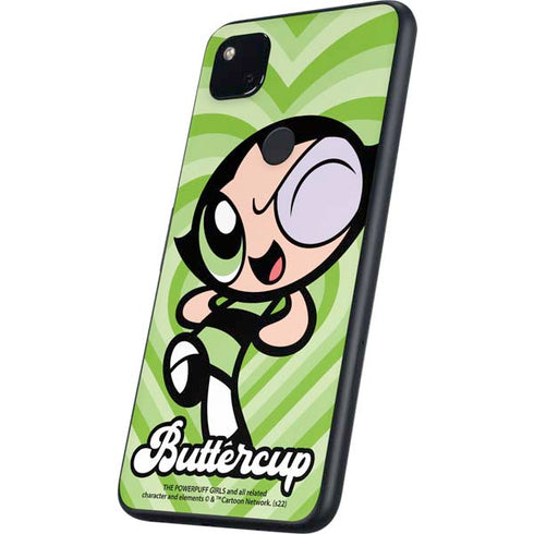 Cartoon Network Powerpuff Girls Buttercup Green Hearts Google Pixel 4a Skin